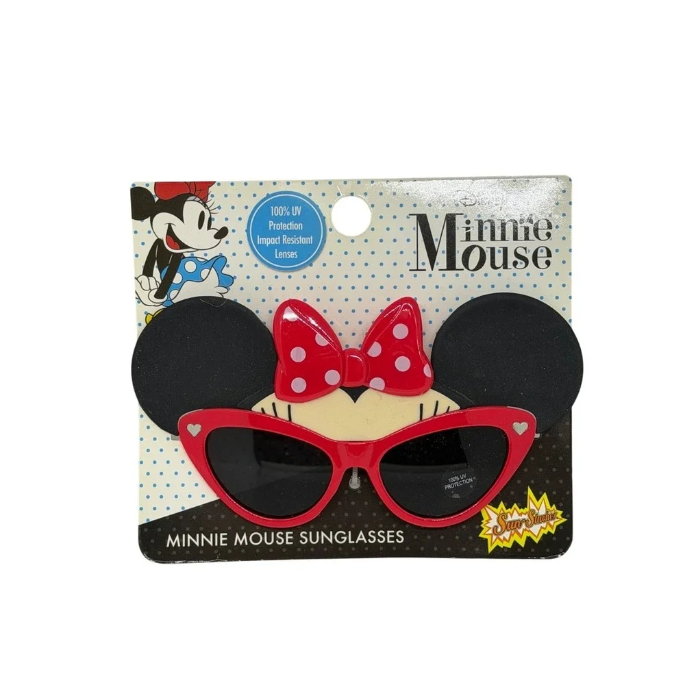 NEW Disney Minnie Mouse Girls Sun-Staches Sunglasses Red Bow 100% UV Protection